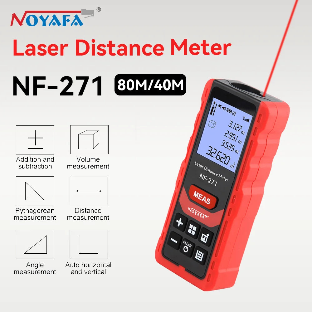 NOYAFA NF-271 laseravståndsmätare – 80 m med area- och volymberäkning