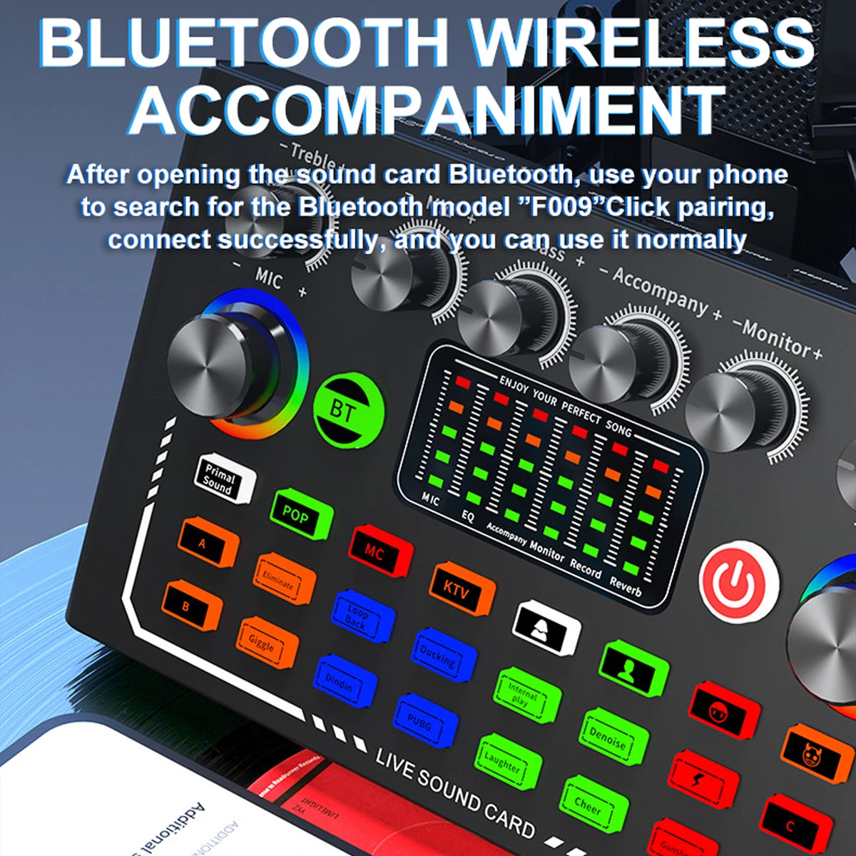 Podcast Equipment Bundle with BM800 Studio Microphone, Live Sound Card with DJ Mixer Effects, Suitable for Live Game, Streaming