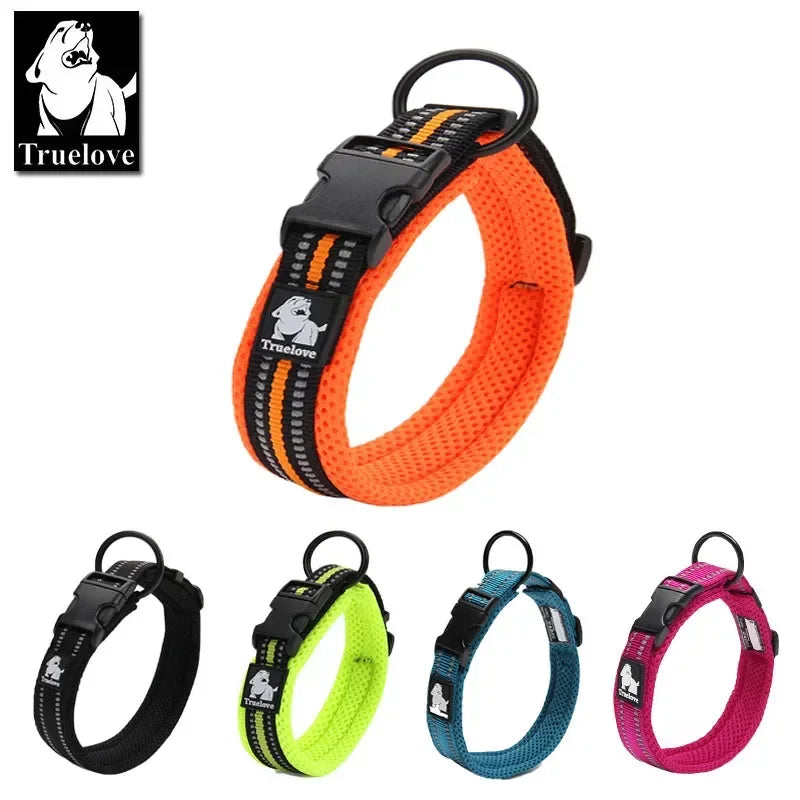Truelove justerbart mesh-stoppat hundhalsband med 3M reflex