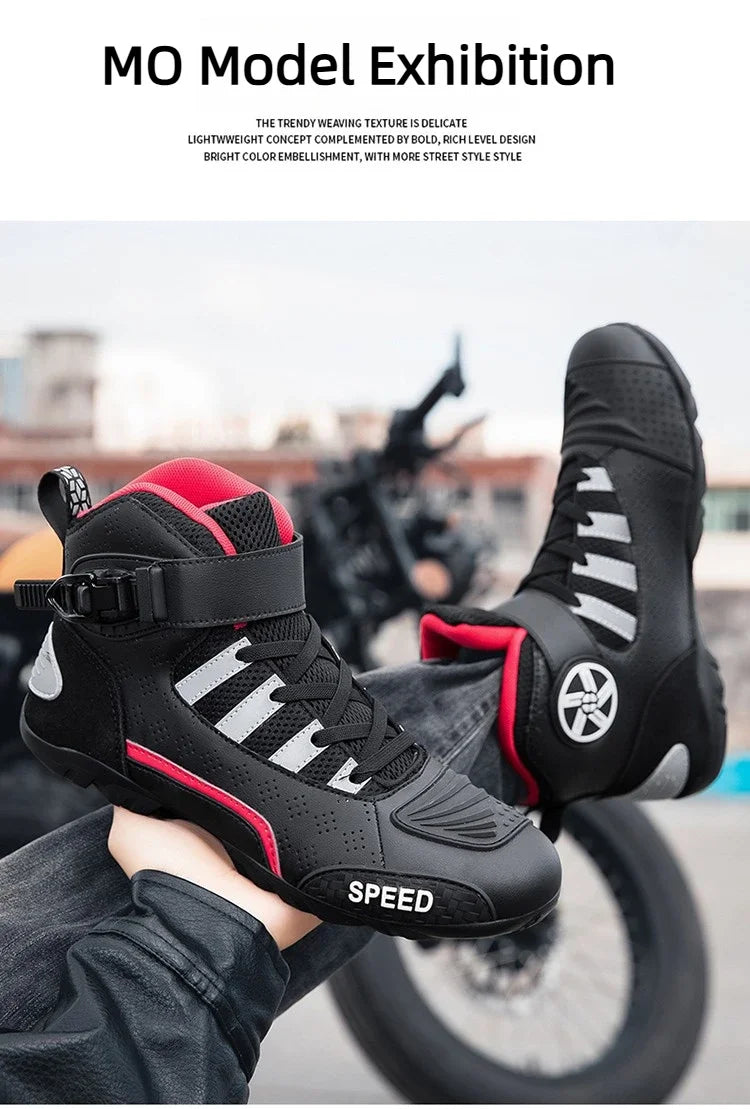 2026 New Leather Motos Breathable Anti Slip Wear-resistant Riders Boots Motorcycle Boots Men Motorbike Racing Ankle Length Shoes