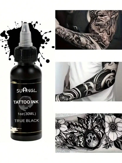 SUANGL Professional Black Tattoo Ink High Saturation Waterproof Permanent Pigment 30ml for Tattoo Studio Tattoo Accessories