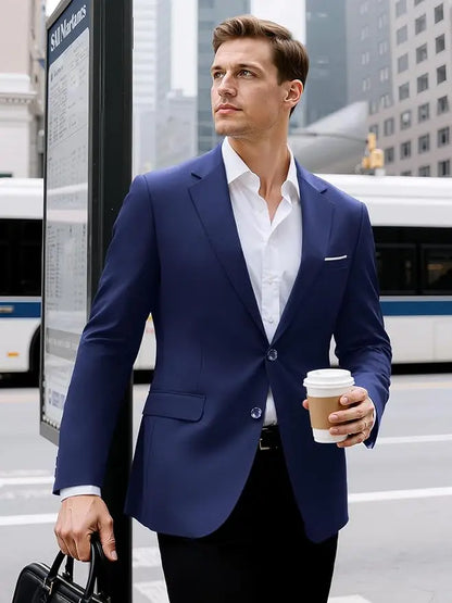 Herr Slim Fit Kavaj – Sträckbar Formell Blazer för Kontor, Bröllop & Casual, 13 Färger, Storlek S–7XL