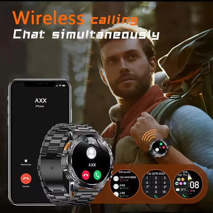 2026 New Men's GPS Outdoor Sports Smart Watch AMOLED Screen NFC Flashlight Heart Rate Monitor Waterproof Bluetooth Call 1000mAh
