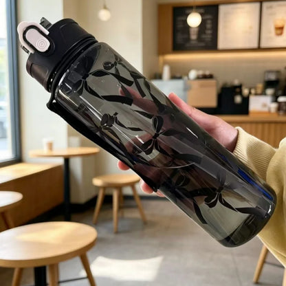800ml/27oz Large Capacity Sports Water Bottle Leak Proof Plastic Drinking Cup With Time Scale Suitable For Travel Fitness Sports