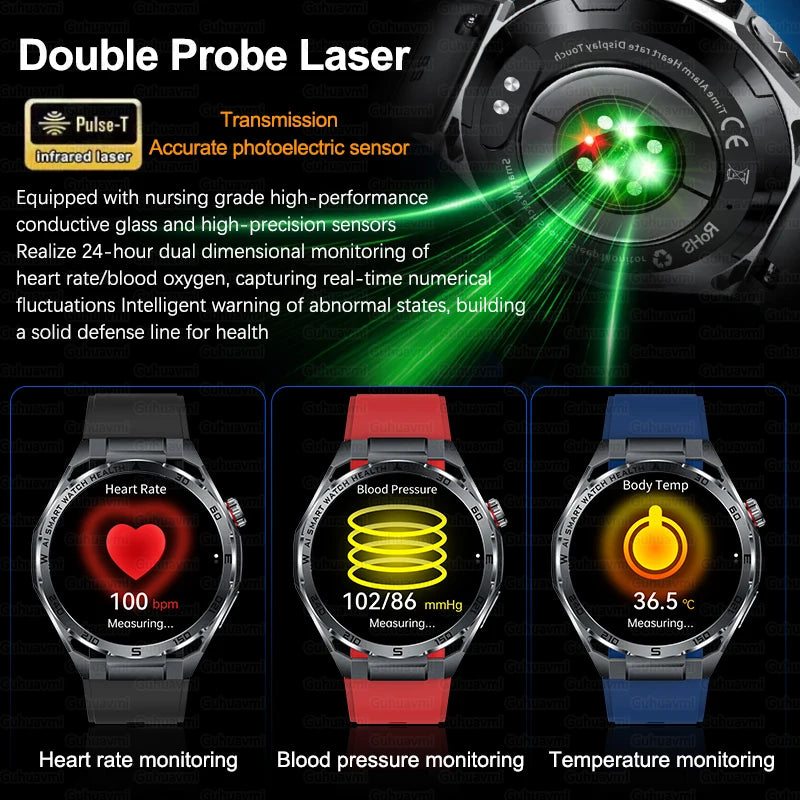 2026 New AI Health Care Accurate Detection ECG Smart Watch Blood Pressure lipids Uric Acid Analysis Bluetooth Call Smart Watches