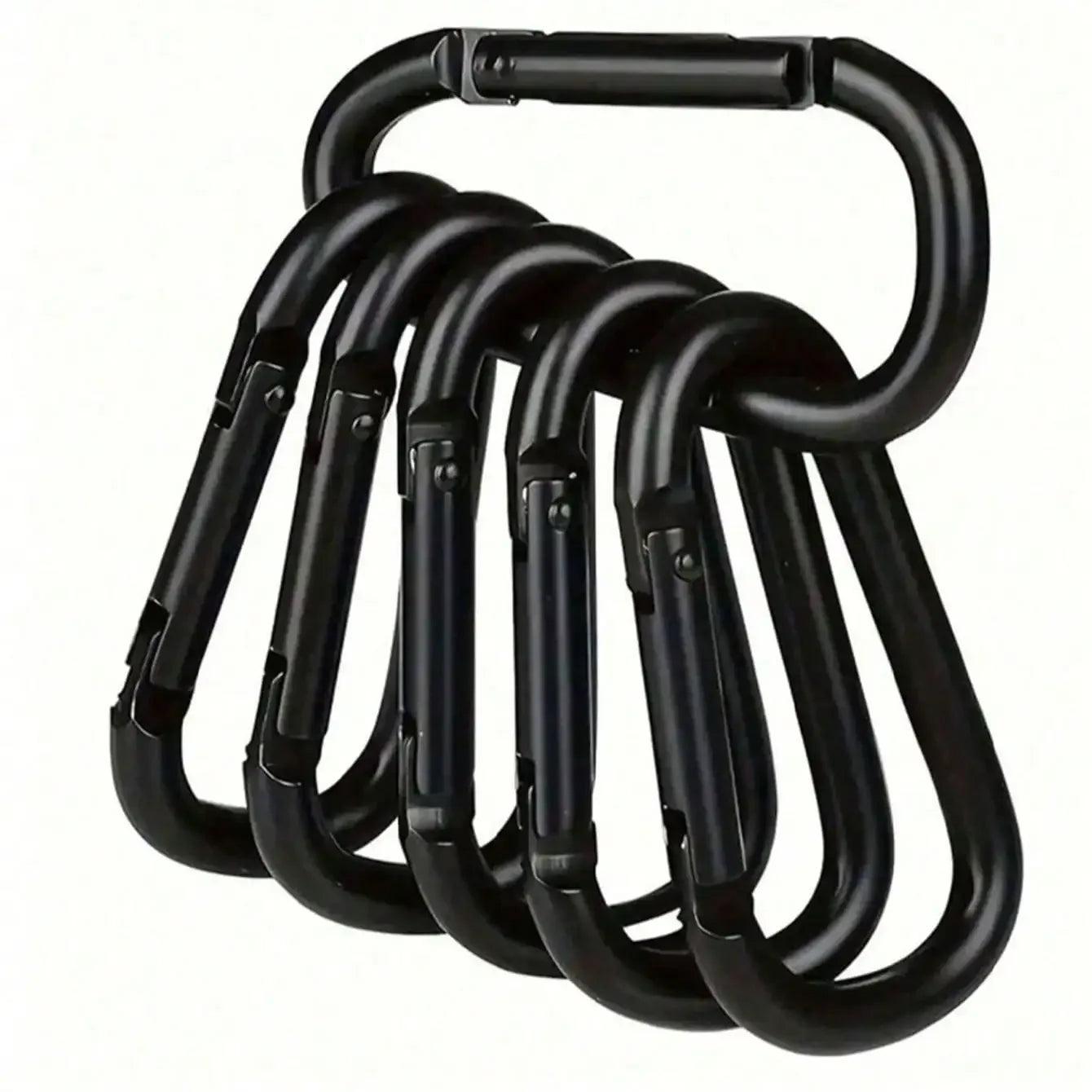 6Pcs-10PCS Black Aluminum Carabiner Clips D-Ring Spring Gate Keychain Hooks for Outdoor Camping Hiking