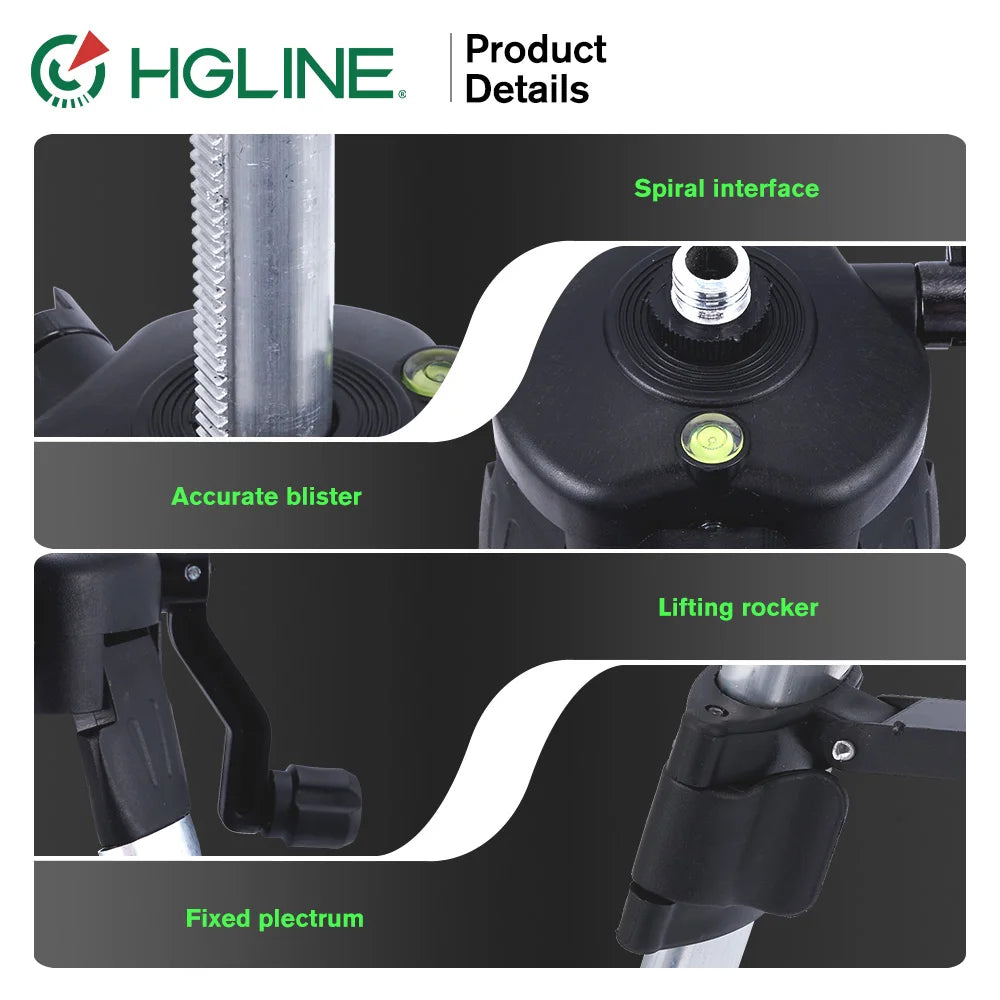HGLINE 1.2M/1.5M Stretchable Laser Level Tripod Suitable for 5/8 Inch Laser Level Tools Aluminum Tripod with Lifting Rocker