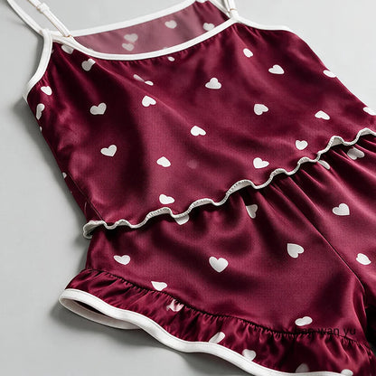 Dam Pyjamas Set Sommar – Linne & Shorts Stora Storlekar, Söt Print, 4 Färger