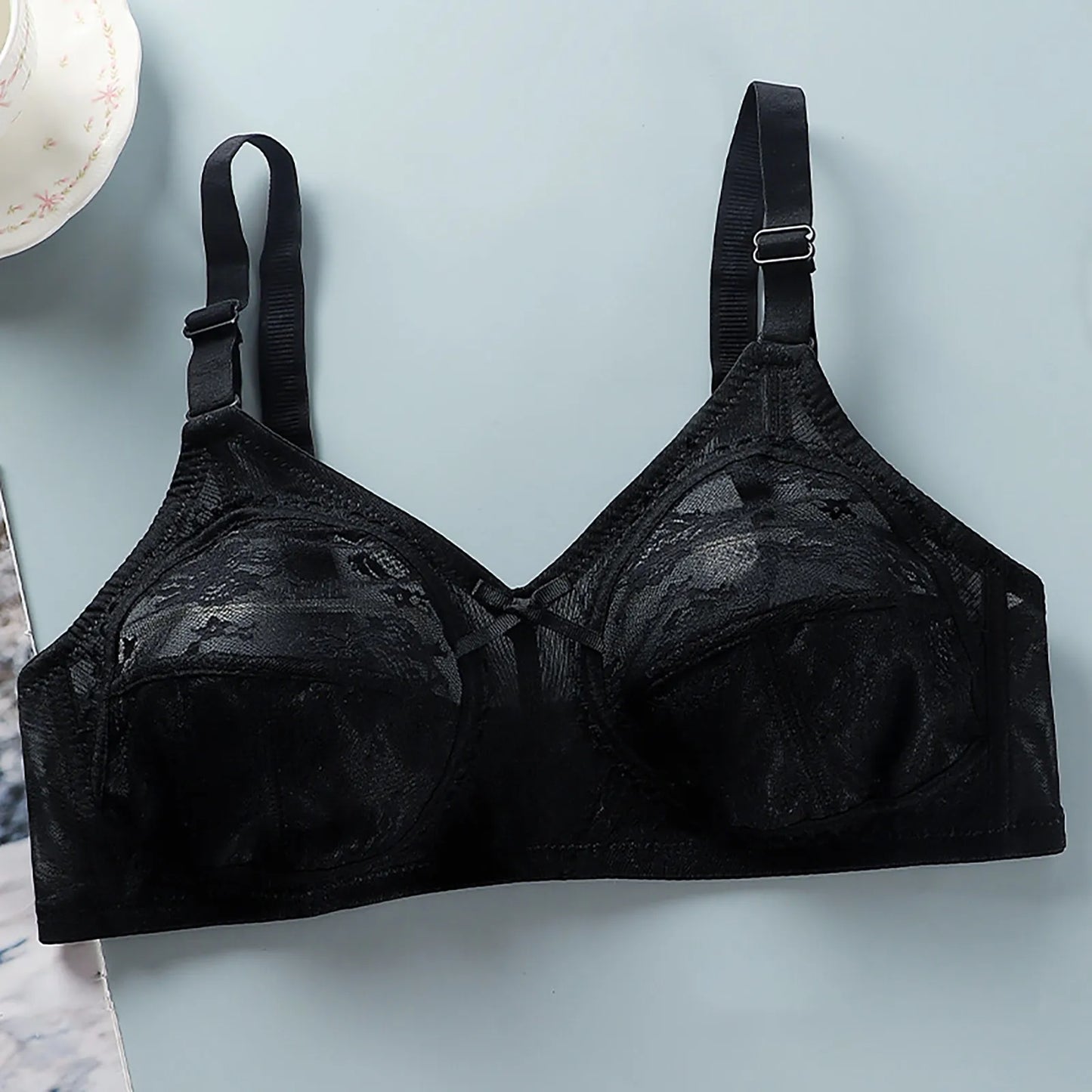 Women's Plus Size Bra Floral Lace Full Coverage Sexy No Steel Ring Bra Wrap Chest Sleeping Underwear Seamless Bras For Woman