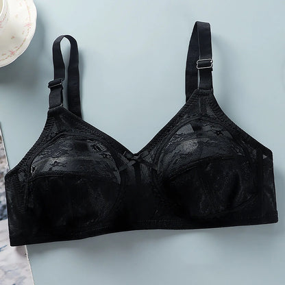 Women's Plus Size Bra Floral Lace Full Coverage Sexy No Steel Ring Bra Wrap Chest Sleeping Underwear Seamless Bras For Woman