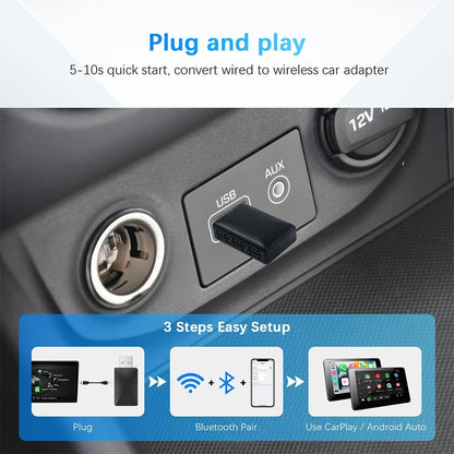 2026 Anyfar 2 in 1 Wireless CarPlay Adapter&Android Auto Wireless Adapter 5Ghz WiFi USB Plug Play CarPlay Wireless