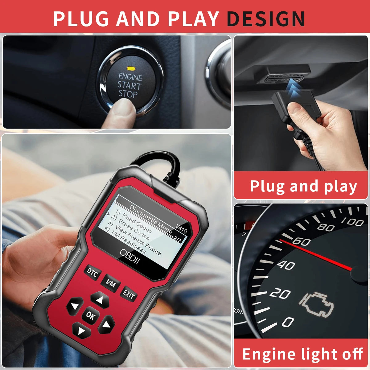 OBD2 Diagnostikverktyg – Felkodsläsare för Alla OBD II-bilar fr.o.m. 1996