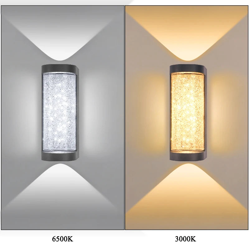 Europeisk Kristall Vägglampa Utomhus – 10W LED, Varmvit/Kallvit, Rund/Fyrkantig, Vattentålig