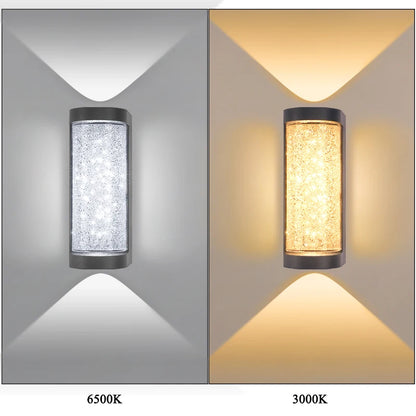 Europeisk Kristall Vägglampa Utomhus – 10W LED, Varmvit/Kallvit, Rund/Fyrkantig, Vattentålig