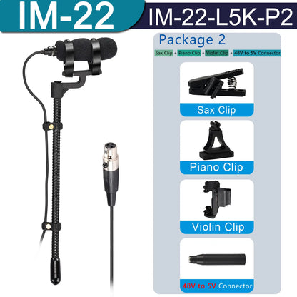FREEBOSS 3 Pin Mini Violin Microphone with Clip Portable Hypercardioid Condencer Music Instrument Teaching Wired Mic IM-22-L5