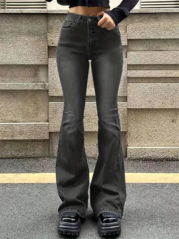 Hot Sale Women Stretch Thin Flared Jeans Lady Fashion High Waist Denim Pants Girls Korean Ins Fashion Straight Leg Trousers