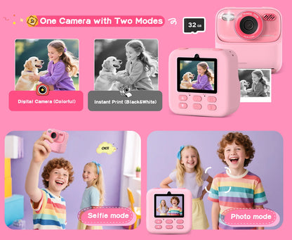 Children Digital Camera Photography Instant Camera 1080P HD Dual Lens Kids Video Recorder Toys for Girls Boys Best Birthday Gift