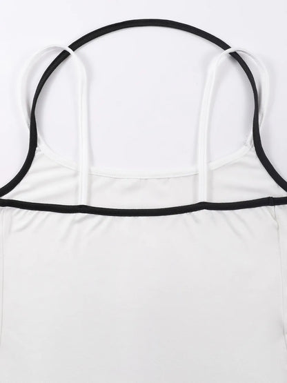 Dam Y2K Linne Crop Top – Sömlös Slim Camisole Fake Tvådelad Sportig Sommar, S–XXL