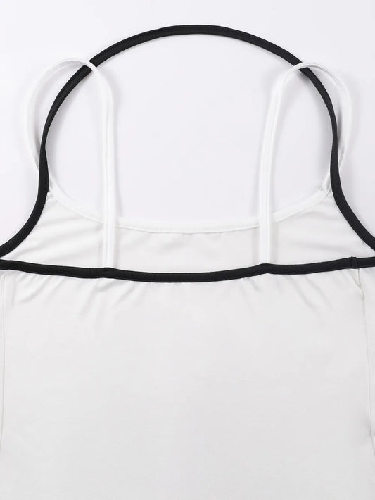 Dam Y2K Linne Crop Top – Sömlös Slim Camisole Fake Tvådelad Sportig Sommar, S–XXL