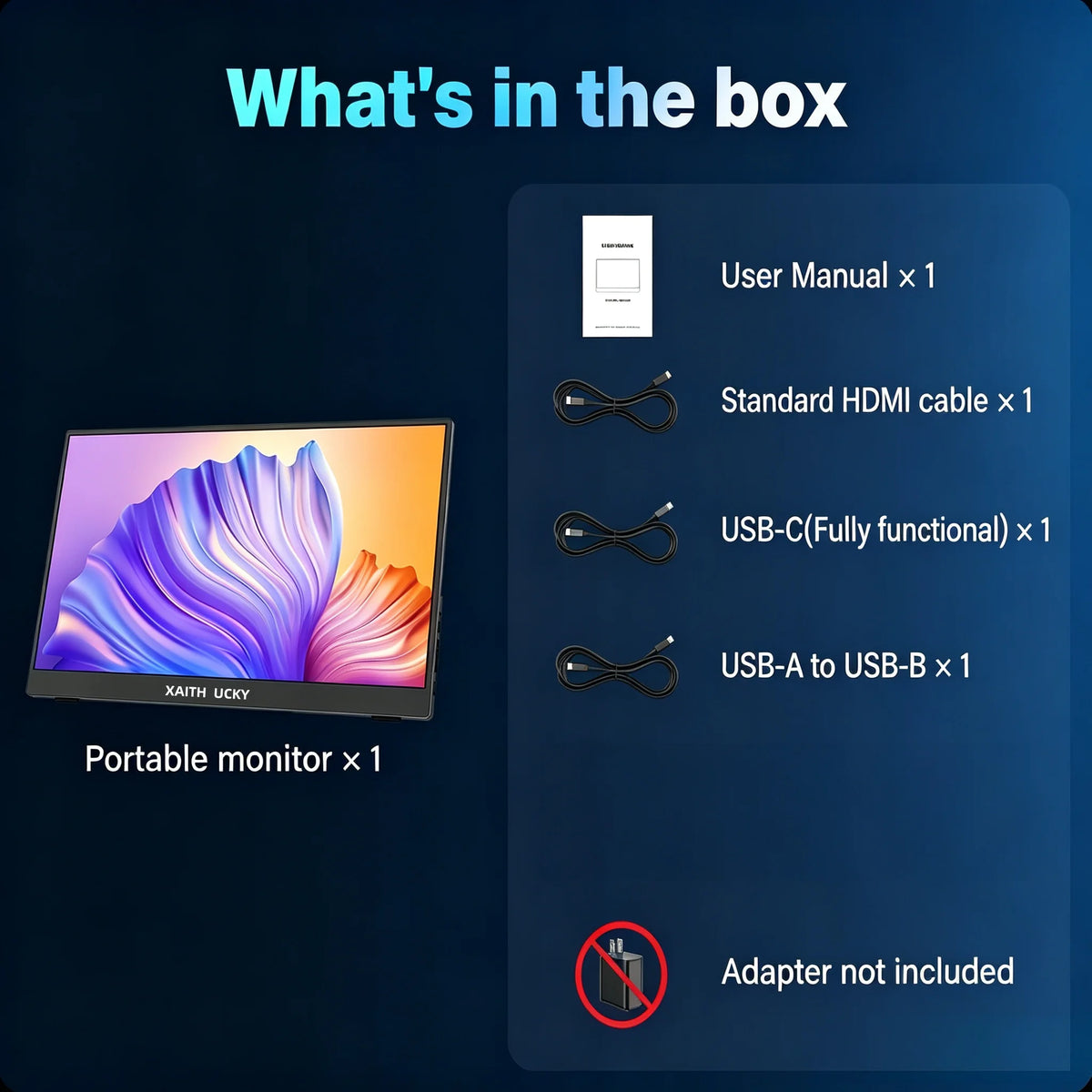 13.3 Inch 2K QHD Portable Monitor, 400 Nits, 100% SRGB, 16:10 Aspect Ratio, Built-in Speakers, VESA Mountable, Integrated Hidden