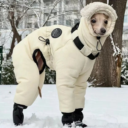 Trendy Waterproof Winter Dog Jumpsuit Thickened Full Cover Big Dog Clothes Fleece Warm Big Pet Supplies Large Dog