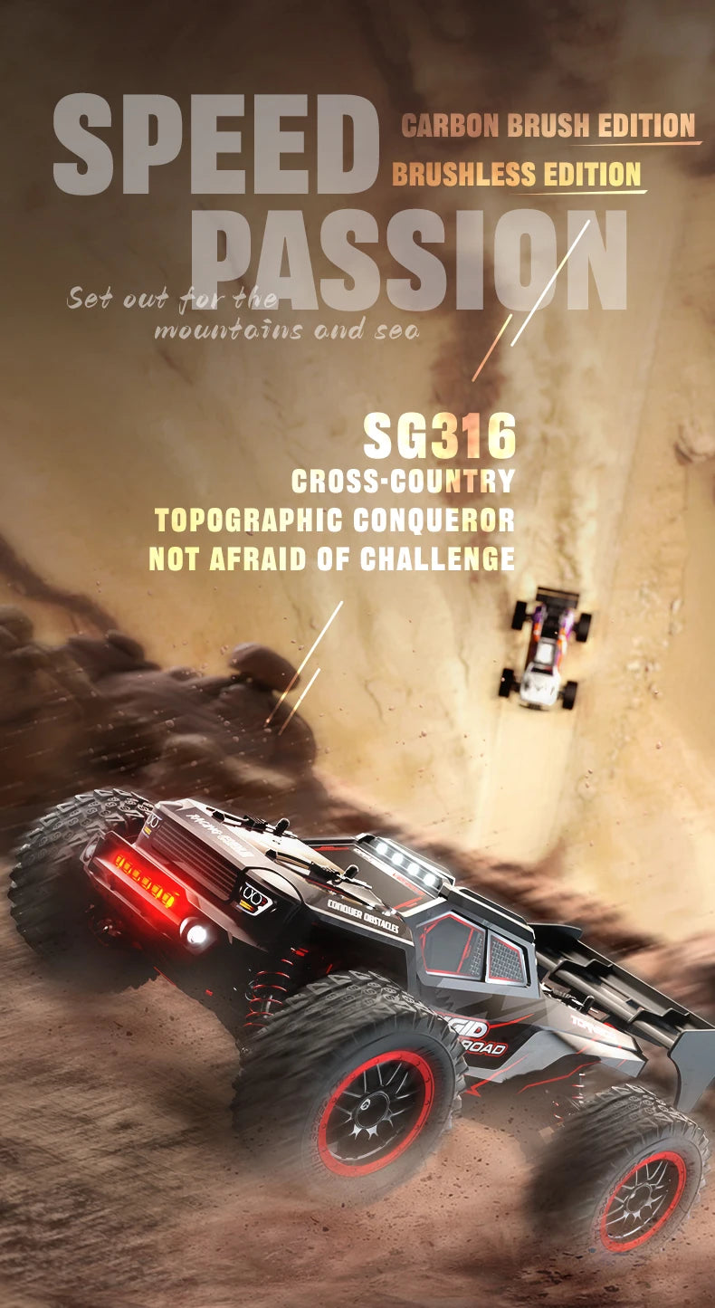 ZLL SG316 MAX 1:16 High Speed Drift Racing Car 80KM/H Brushless Motor 4WD RC Off Road Car Monster Trucks Toys for For Kids Gifts