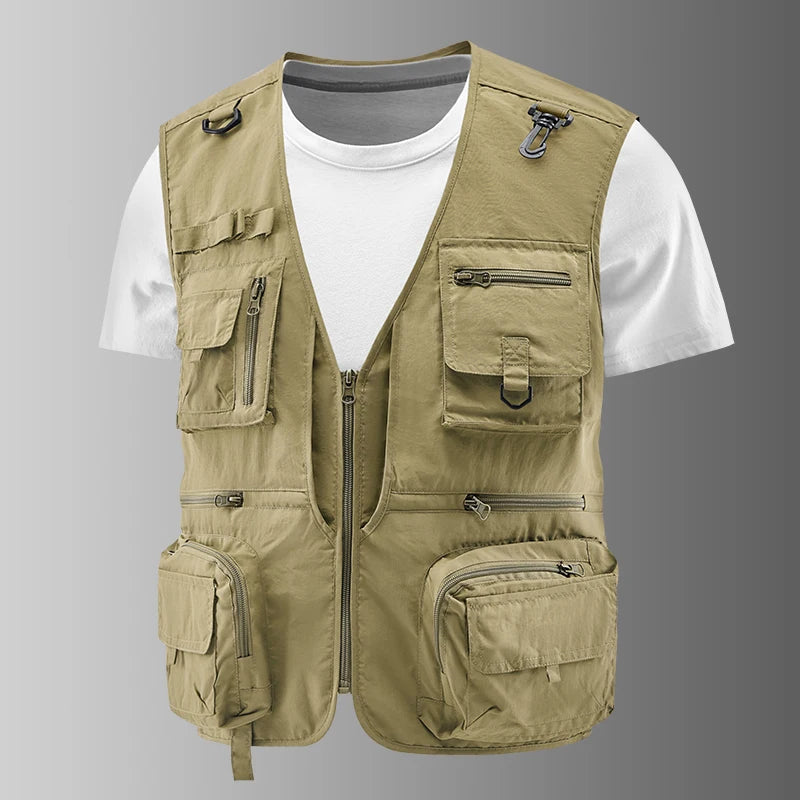 Fishing Vest Breathable Fishing Travel Mesh Vest with Zipper Pockets Summer Work Vest for Outdoor Activities