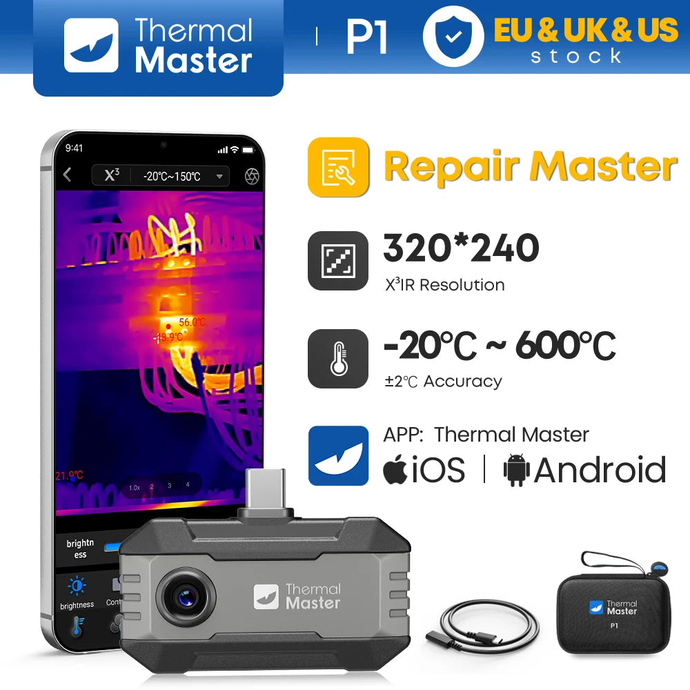 P1 Termisk Kamera för iPhone och Android 320x240 Upplösning