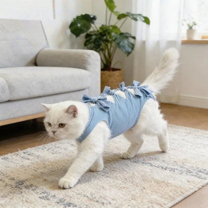Soft Cat Recovery Vest Anti Licking Kitten Surgery Suit Pet Sterilization Jumpsuit Comfortable Weaning Clothes for Daily Care