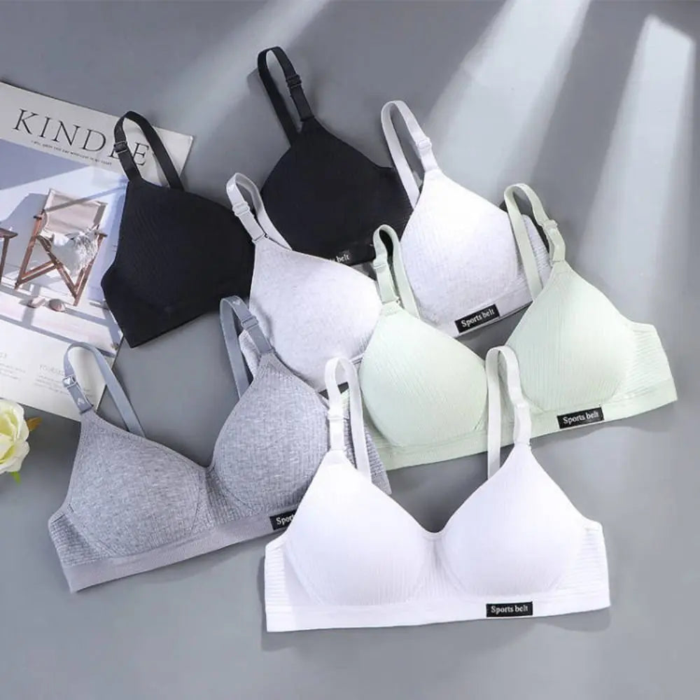 New Simple Cotton Girl Bra Underwear Student Bra Teen Thin Section Without Steel Ring Comfortable Sleep Bra Sport Vest For Woman