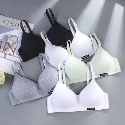 New Simple Cotton Girl Bra Underwear Student Bra Teen Thin Section Without Steel Ring Comfortable Sleep Bra Sport Vest For Woman