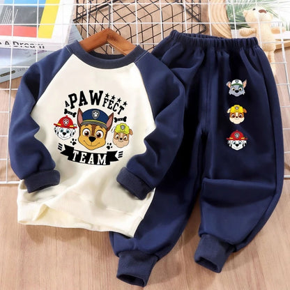 PAW PatroL Print Boys Spliced Sweatshirts 2-piece Sets Kids O Neck Hoodies and Pant 2pcs Set Kids Sport Clothes Suit Spring Fall