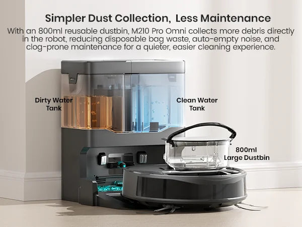 Lefant M265 Wet and Dry Robot Vacuum Cleaner, 20000Pa, Self Cleaning Wet Roller, Clean Water Wash, Laser dToF, Anti-Tangle, WiFi 2.4G/5G/Alexa/APP