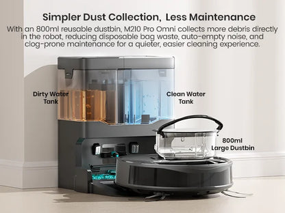 Lefant M265 Wet and Dry Robot Vacuum Cleaner, 20000Pa, Self Cleaning Wet Roller, Clean Water Wash, Laser dToF, Anti-Tangle, WiFi 2.4G/5G/Alexa/APP