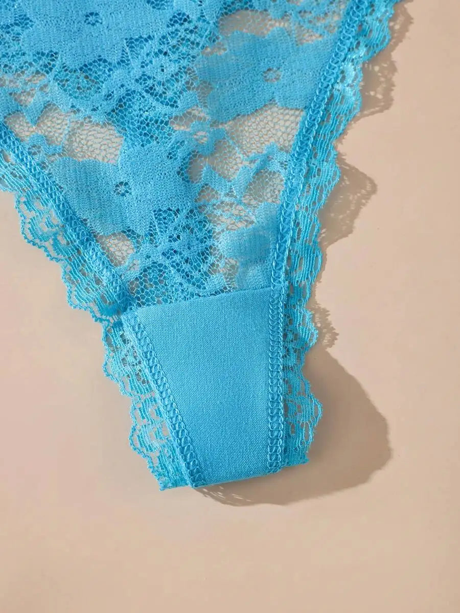 3Pcs Sexy Lace Women Thongs Transparent Women Panties Sexy Underwear Solid Floral G-String Size XS-XL Female Underpants Lingerie
