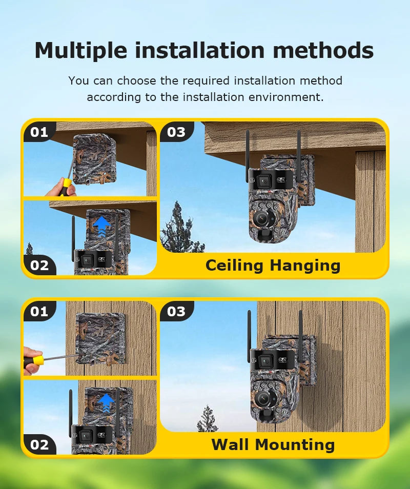 LS VISION 12MP 20X Optical Zoom 4G/ WiFi Solar Camera Outdoor Camouflage PTZ Cameras Surveillance CCTV Solar Hunting Camera Ubox