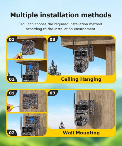 LS VISION 12MP 20X Optical Zoom 4G/ WiFi Solar Camera Outdoor Camouflage PTZ Cameras Surveillance CCTV Solar Hunting Camera Ubox