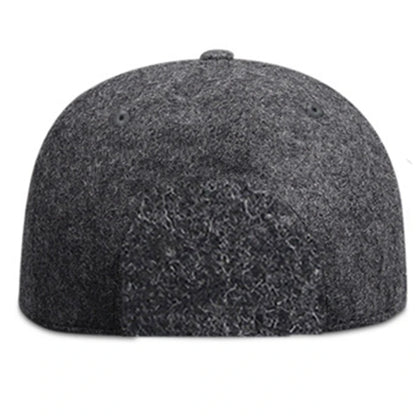 Woolen Winter Full Closed Fitted Cap Hat New York Size Trucker Men Bill Hip Hop Solid Baseball Blank Flat Visor Brim Era
