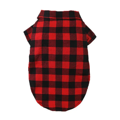 Pet Dog Clothes Plaid Shirt Suit Tie Gown Spring Summer Puppy Coat Teddy Bear Pomeranian Vest Small-Medium Dog Cat Pet Costume