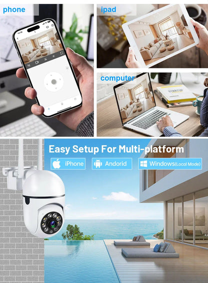 Wifi IP Camera 2MP Outdoor Security Surveillance Cameras AI Human Tracking Two Way Audio 4X Digital Zoom Night Vision Full Color