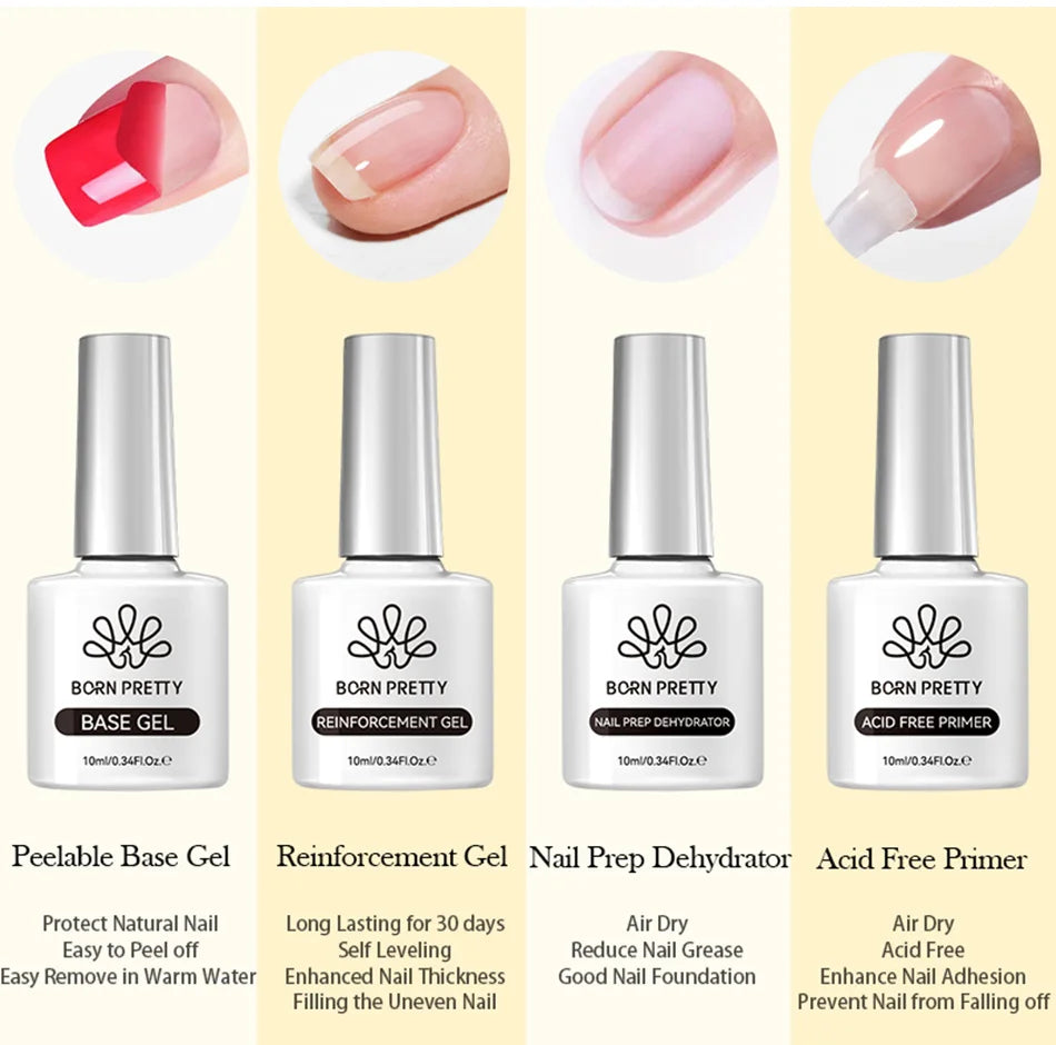 BORN PRETTY Super Top Coat and Base Gel Nail Polish for Gel Polish Semi-permanent Varnish Rubber Top Coat 10ml Nail Supplies