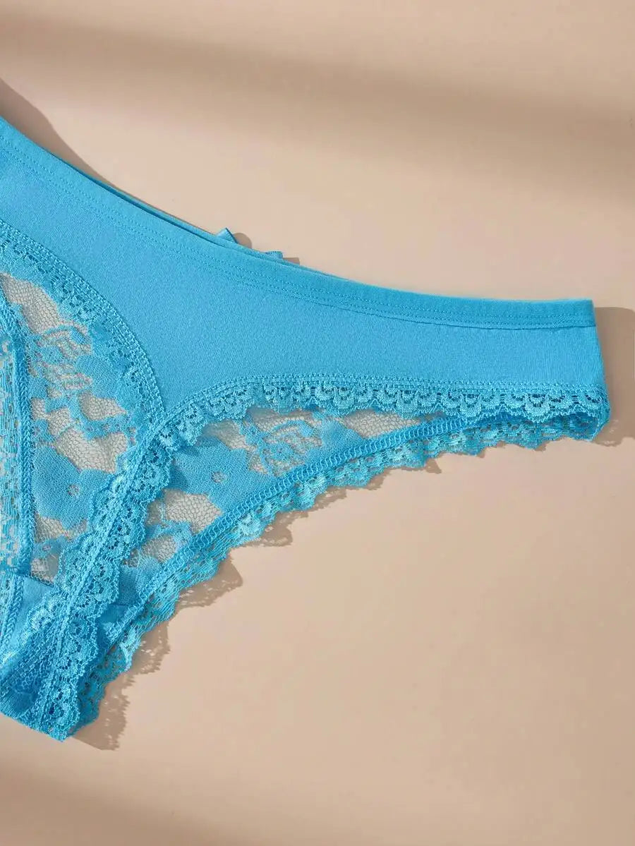 3Pcs Sexy Lace Women Thongs Transparent Women Panties Sexy Underwear Solid Floral G-String Size XS-XL Female Underpants Lingerie
