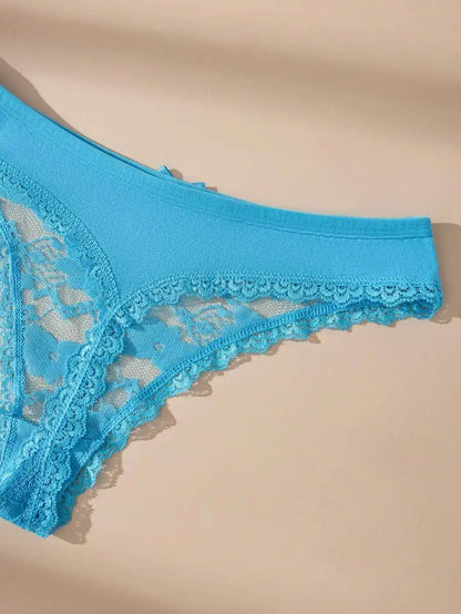 3Pcs Sexy Lace Women Thongs Transparent Women Panties Sexy Underwear Solid Floral G-String Size XS-XL Female Underpants Lingerie
