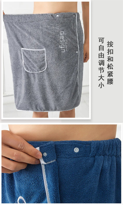 Towel Men's Quick Dry Bath Towel Wrap with Secure Buckle Pocket for Gym Spa Sauna for Shower Grooming Towel for Men Men Bath