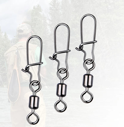 MEREDITH 50PCS Pike Fishing Accessories Connector Pin Bearing Rolling Swivel Stainless Steel Snap Fishhook Lure Swivels Tackle