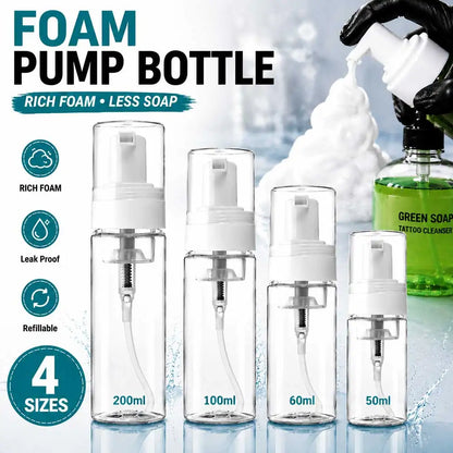 50-200ML Tattoo Foam Pump Bottle Plastic Foaming Dispenser Refillable Green Soap Foam Bottle Portable Lash Shampoo Dispenser