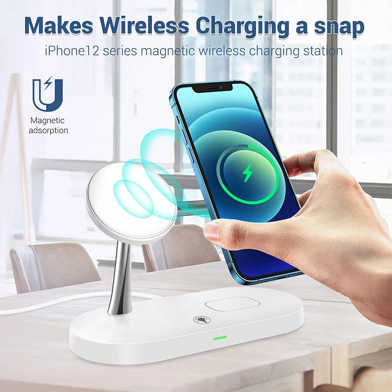 TIMESS 3-i-1 trådlös laddstation för iPhone, Apple Watch och AirPods