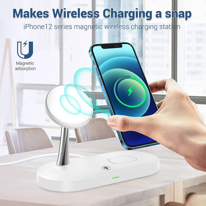 TIMESS 3-i-1 trådlös laddstation för iPhone, Apple Watch och AirPods