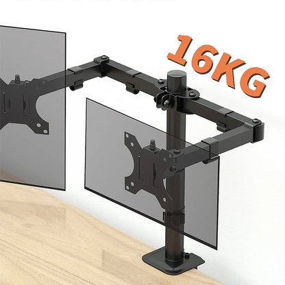 MS02N Laptop Desktop Dual Arm Computer Monitor Bracket 360° Rotary Height Adjustable Monitors Support Mount Stand for 10''-30''