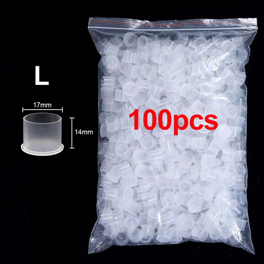 1000/500/100pcs Plastic Tattoo Ink Cups Caps with Base Clear Self Standing Ink Caps Tattoo Pigment Cups for Tattoo Ink Supply